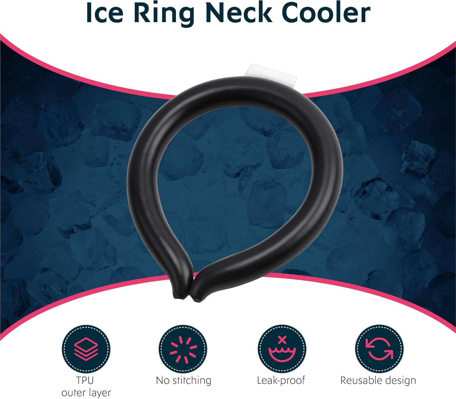 Neck Ring Coolers - Wearable Neck Cooling Ice Pack - Reusable Cool Body Cooler Tube - Cold Gel Wrap Ice Packs for Necks - Perfect for Athletes or Outdoor Workers - Black