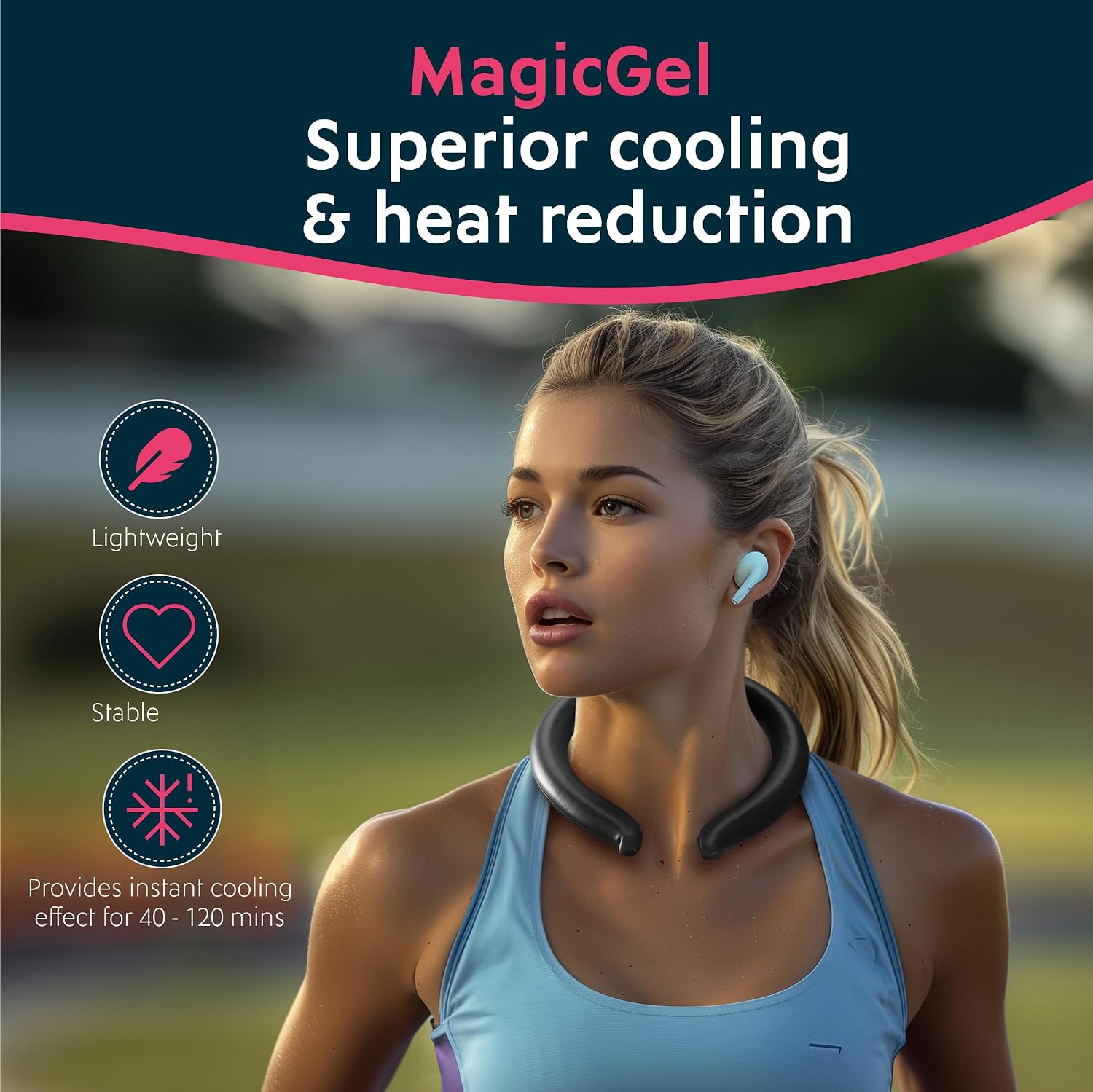 Neck Ring Coolers - Wearable Neck Cooling Ice Pack - Reusable Cool Body Cooler Tube - Cold Gel Wrap Ice Packs for Necks - Perfect for Athletes or Outdoor Workers - Black